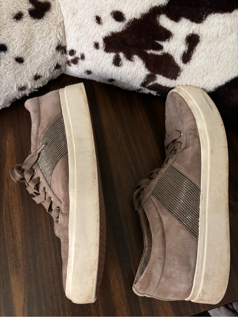 VANELi Sport Taupe Suede Embellished Sneakers